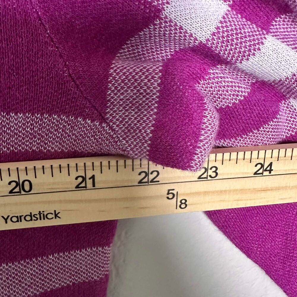 Lands' End Plaid Crewneck Cotton Sweater Magenta Purple Pink Patterned Size M - Picture 6 of 6